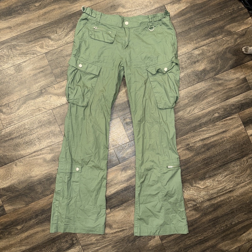 BDG Utility Cargo Pants Straight Leg Relaxed Women's Size 8 Green Stretch